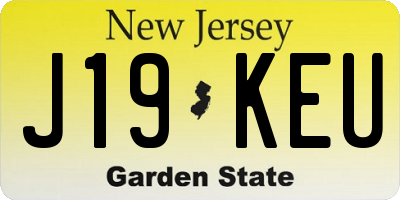 NJ license plate J19KEU