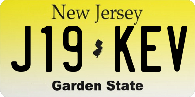 NJ license plate J19KEV