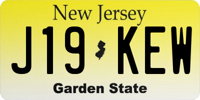 NJ license plate J19KEW