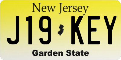 NJ license plate J19KEY
