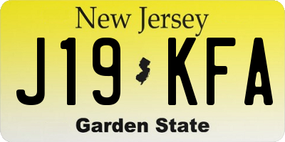 NJ license plate J19KFA