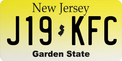 NJ license plate J19KFC