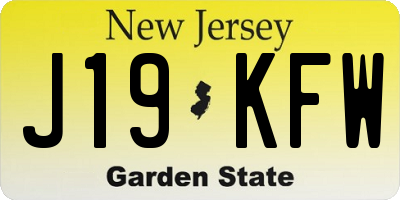 NJ license plate J19KFW
