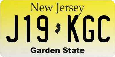 NJ license plate J19KGC