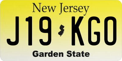 NJ license plate J19KGO