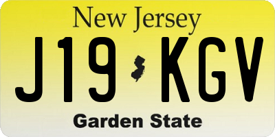 NJ license plate J19KGV