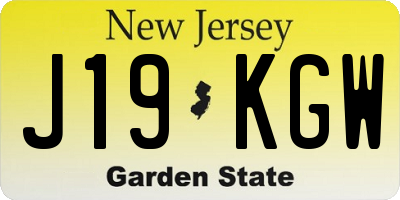 NJ license plate J19KGW