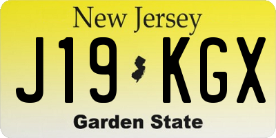 NJ license plate J19KGX