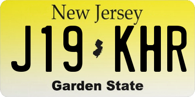 NJ license plate J19KHR