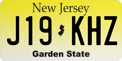 NJ license plate J19KHZ