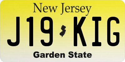 NJ license plate J19KIG