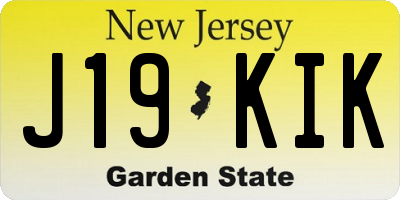 NJ license plate J19KIK