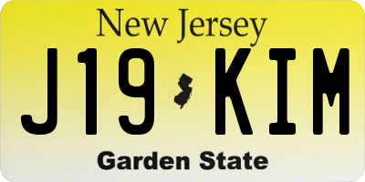 NJ license plate J19KIM