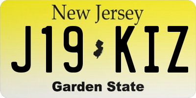 NJ license plate J19KIZ