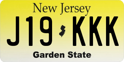 NJ license plate J19KKK