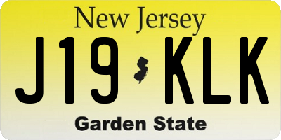NJ license plate J19KLK