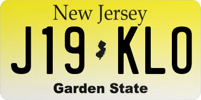 NJ license plate J19KLO