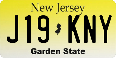 NJ license plate J19KNY