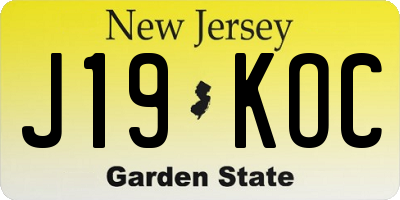 NJ license plate J19KOC