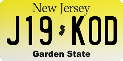 NJ license plate J19KOD