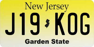 NJ license plate J19KOG