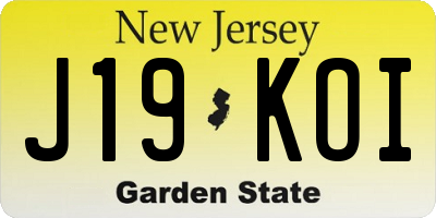 NJ license plate J19KOI