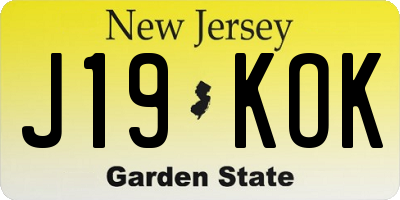 NJ license plate J19KOK
