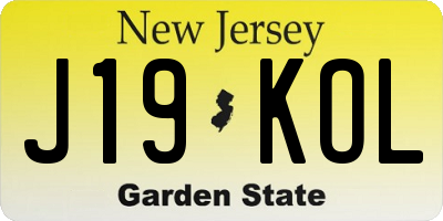 NJ license plate J19KOL
