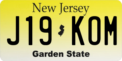 NJ license plate J19KOM