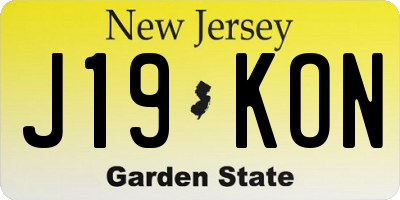 NJ license plate J19KON