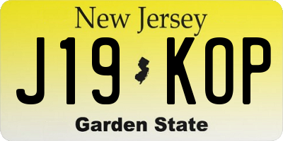 NJ license plate J19KOP