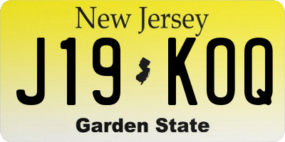 NJ license plate J19KOQ
