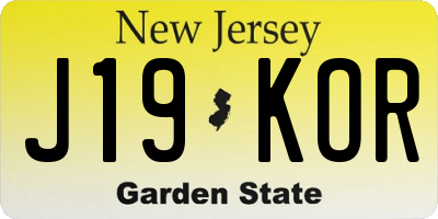 NJ license plate J19KOR