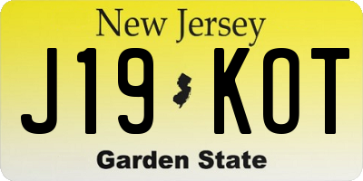 NJ license plate J19KOT