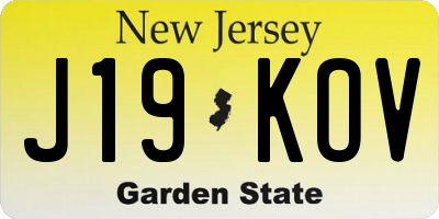 NJ license plate J19KOV