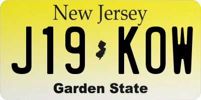 NJ license plate J19KOW