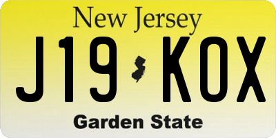 NJ license plate J19KOX