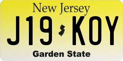 NJ license plate J19KOY
