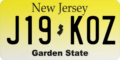 NJ license plate J19KOZ