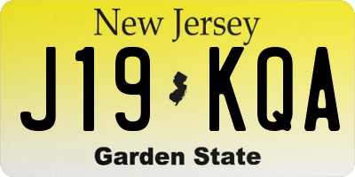NJ license plate J19KQA