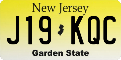 NJ license plate J19KQC
