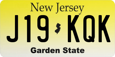NJ license plate J19KQK