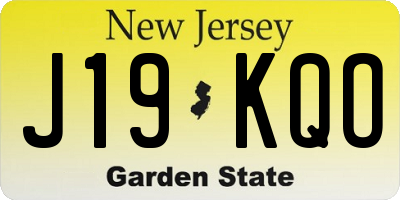 NJ license plate J19KQO