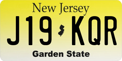 NJ license plate J19KQR