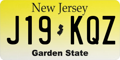 NJ license plate J19KQZ