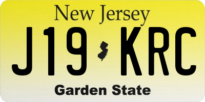NJ license plate J19KRC
