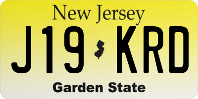 NJ license plate J19KRD