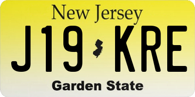 NJ license plate J19KRE
