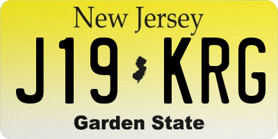 NJ license plate J19KRG