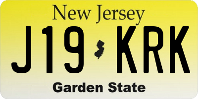 NJ license plate J19KRK